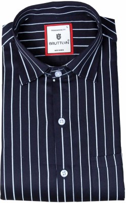 Bruttlyn Men Striped Casual Blue Shirt