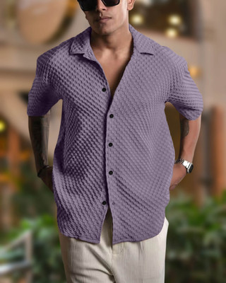 METRONAUT Men Self Design Casual Purple Shirt
