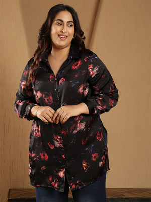 Amydus Women Printed Casual Black Shirt