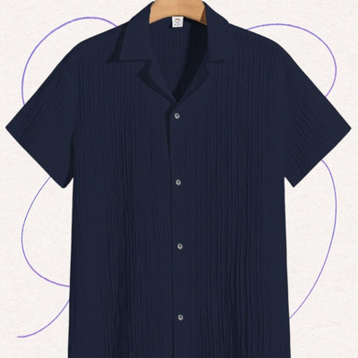 A DEEMOON Men Self Design Formal Gold Shirt