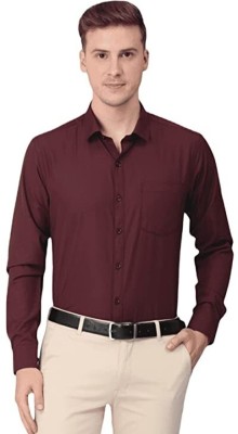 Attiris Men Solid Formal Maroon Shirt