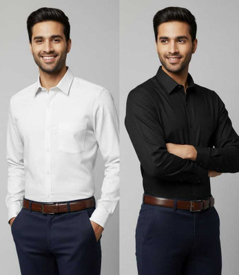 Berlin Fashions Men Solid Formal Black Shirt