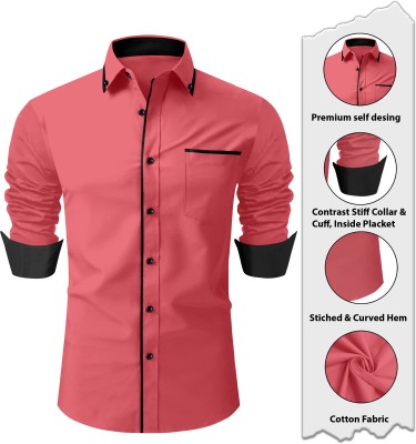 AITAVIKOVERSEAS Men Solid Casual Pink Shirt