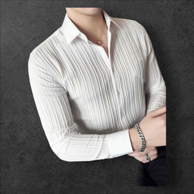 SHIVAY TREND Men Self Design Casual White Shirt