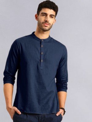 METRONAUT Men Solid Casual Dark Blue Shirt