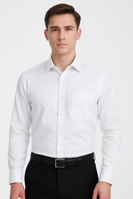Bruttlyn Men Solid Formal White Shirt