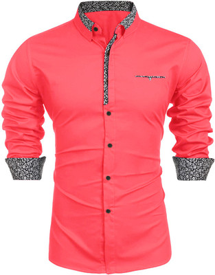 METRONAUT Men Printed Casual Pink Shirt
