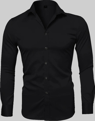 UWR Men Self Design Casual Black Shirt