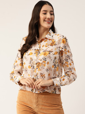 SLENOR Women Printed Casual Multicolor Shirt