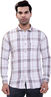 CLUSTER ENTERPRISES Men Checkered Casual White Shirt