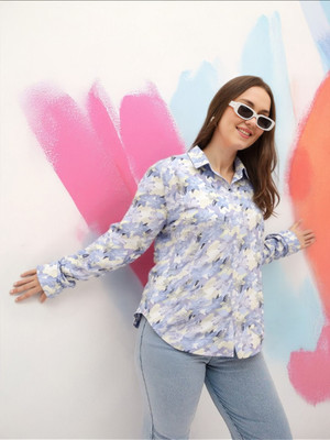 PERFECT PRODUCTIONS Women Printed Casual Blue Shirt