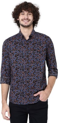 MUFTI Men Printed Casual Dark Blue Shirt