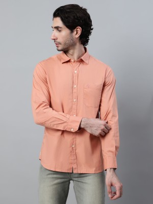 CANTABIL Men Solid Casual Orange Shirt