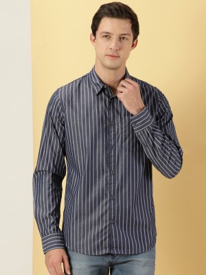 THOMAS SCOTT Men Striped Casual Blue, White Shirt