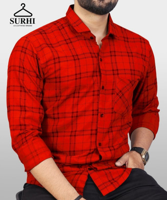 Surhi Men Checkered Casual Red Shirt