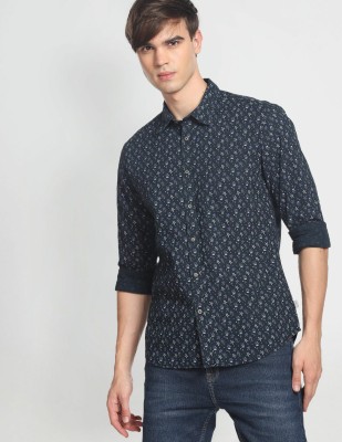 FLYING MACHINE Men Printed Casual Blue Shirt