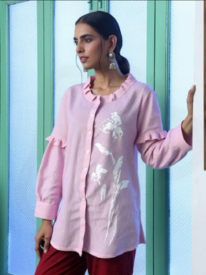 PP Vastram Women Printed, Self Design Casual Pink Shirt