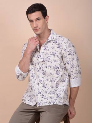 CRIMSOUNE CLUB Men Floral Print Casual Purple Shirt