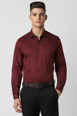 PETER ENGLAND Men Printed Formal Maroon Shirt