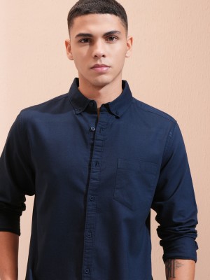 HIGHLANDER Men Solid Casual Blue Shirt