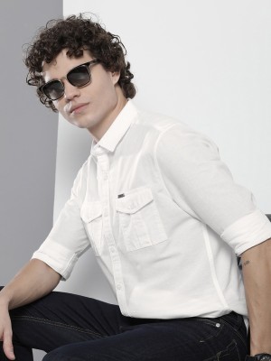 The Indian Garage Co. Men Solid Casual White Shirt