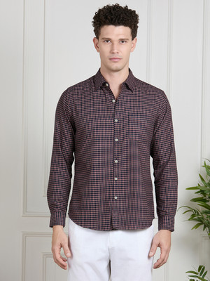 VALENCLUB Men Checkered Casual Dark Blue Shirt