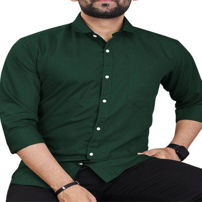 CLOSWIF CREATIONS Men Solid Casual Green Shirt