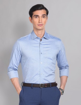 AD by Arvind Men Solid Formal Blue Shirt