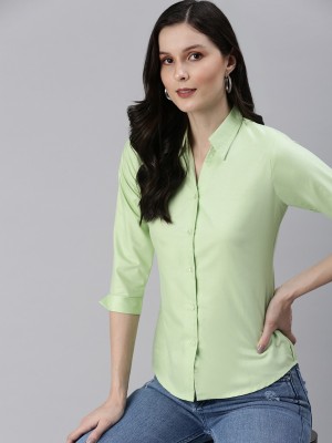 Showoff Women Solid Casual Green Shirt