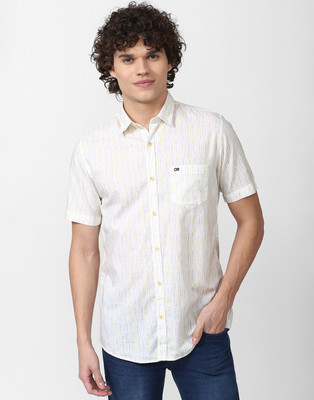 PETER ENGLAND Men Striped Casual White Shirt