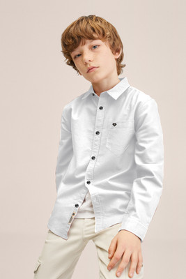 SKY PEARL Boys Solid Casual White Shirt