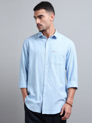U.S. Pitchers Men Solid Casual Blue Shirt
