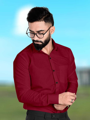 Typetron Fashion Men Solid Formal Maroon Shirt