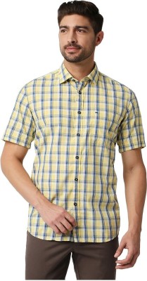 BASICS Men Checkered Casual Yellow, Blue, White Shirt