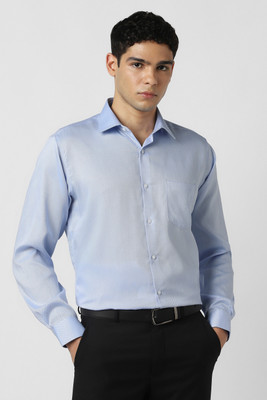 VAN HEUSEN Men Self Design Formal Blue Shirt