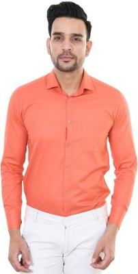 BLUE MARTIN Men Solid Formal Orange Shirt