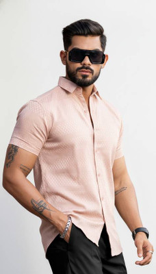 Solbiza Men Self Design Casual Orange Shirt