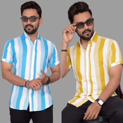 METRONAUT Men Striped Casual Multicolor Shirt(Pack of 2)