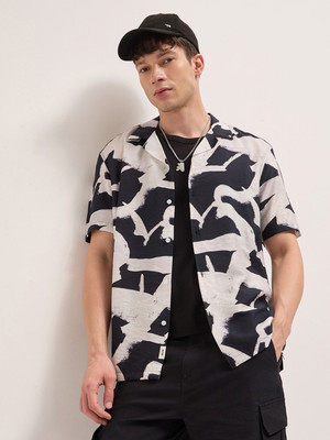 THE BEAR HOUSE Men Printed Casual Black, Beige Shirt