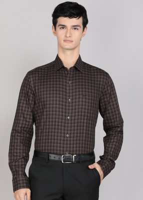 ARROW Men Checkered Formal Brown Shirt