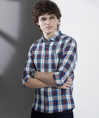 The Indian Garage Co. Men Checkered Casual White Shirt