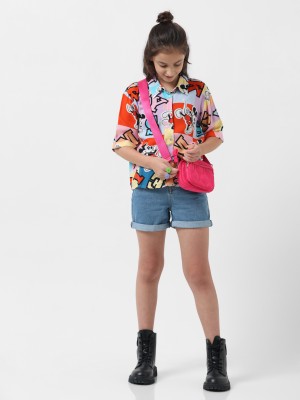 VERO MODA Girls Printed Casual Multicolor Shirt