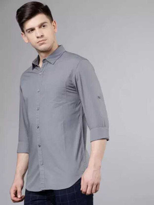 StellLIFESTYLE Trend Men Solid Casual Grey Shirt
