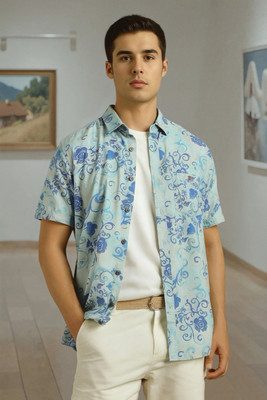 LOUIS PHILIPPE Men Printed Casual Blue Shirt