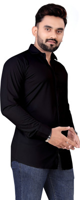 Style Nest Men Self Design Casual Black Shirt
