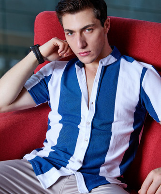 CAMPUS SUTRA Men Striped Casual Blue, White Shirt
