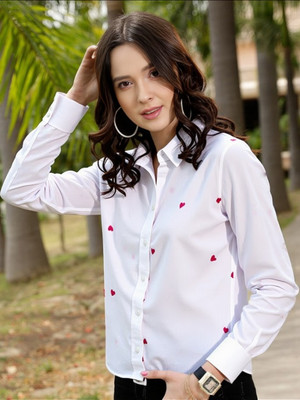 PP PRODUCTIONS Women Printed Casual White Shirt