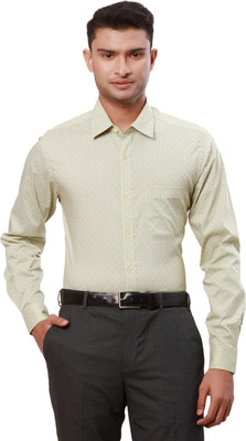 Raymond Men Self Design Formal Green Shirt