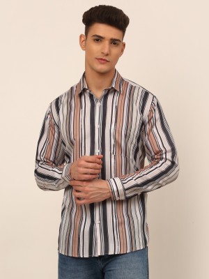 JAINISH Men Striped Casual Brown Shirt