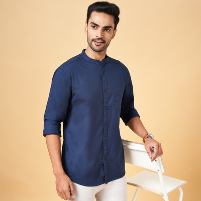 Byford by Pantaloons Men Solid Casual Dark Blue Shirt